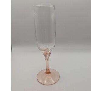 Cristal D'Arques Veronese Pink Stem Champagne Flute Glass 3" Dia x 7.75" tall